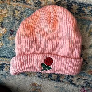 Pink Market Studios Beanie with embroidered rose